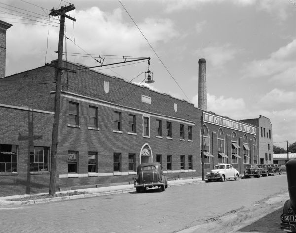 The Madison Armature Part Company building (formerly the Wisconsin National Guard Armory), 17 Market Place. Photograph is taken from 101 North Blount Street, looking northeast to North Livingston Street.