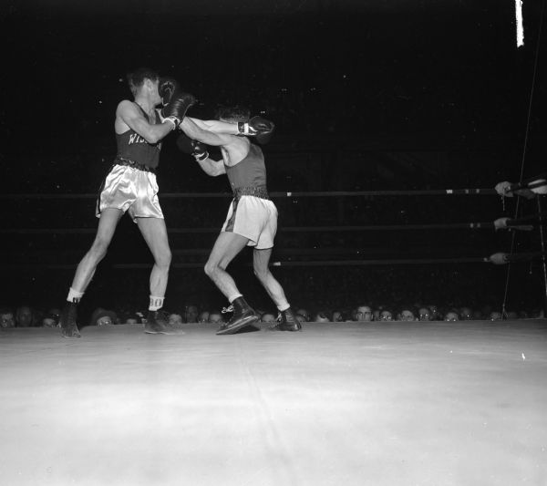 NCAA National Championship Boxing Tournament bout at the University of Wisconsin-Madison Field House.