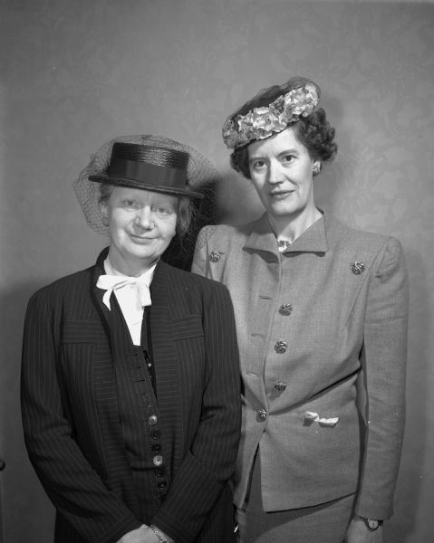 Mrs. Ralph A. (Jessie) McCanse, retiring president of the Madison branch of the American Association of University Women, with her successor, Mrs. Frederic E. (Elizabeth) Risser.