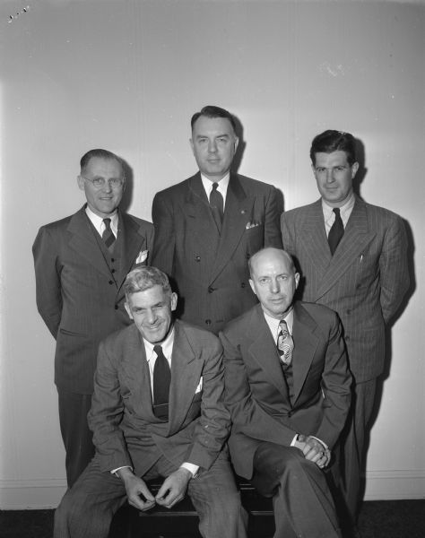 Group portrait of five men serving on the Baseball Commission.
