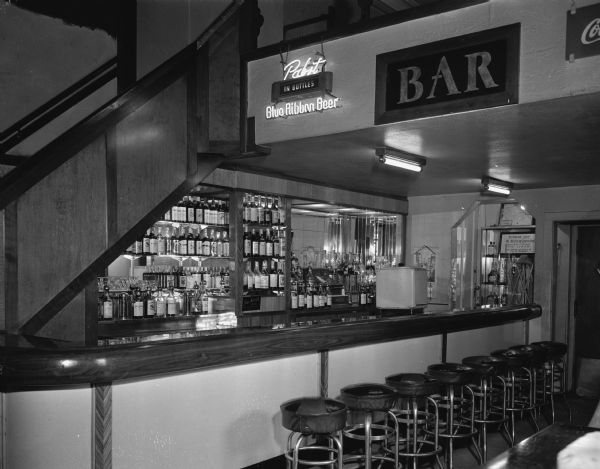 Interior of Olympic Restaurant and Bar, 125 West Mifflin Street at North Fairchild Street, showing bar area.