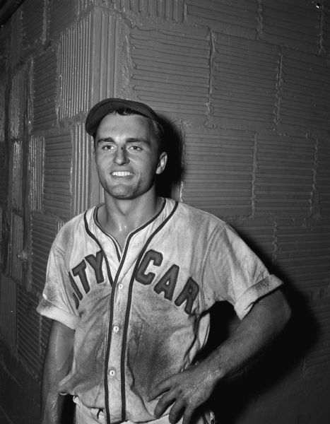 Bruce "Bud" Elliott, City Car catcher, is the 1947 individual hitting champion of the Madison Industrial League.
