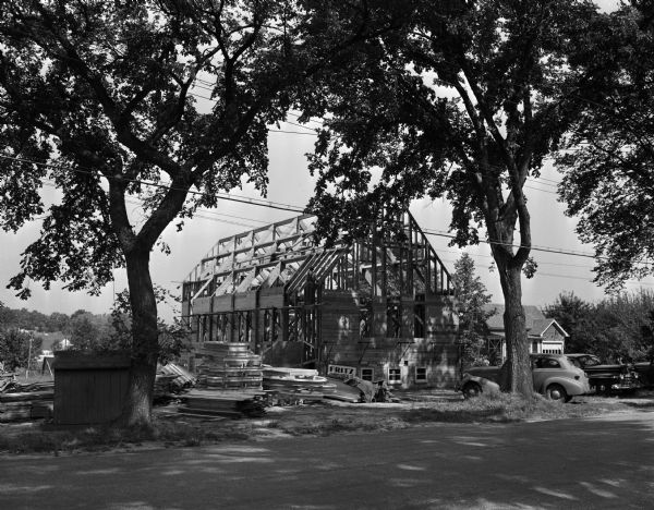 Mt. Olive Lutheran Church, 4018 Mineral Point Road, is shown under construction.