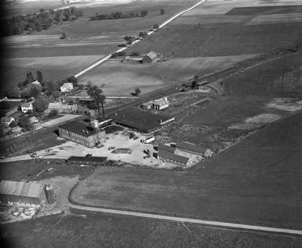 Aerial view of Dundas cannery.