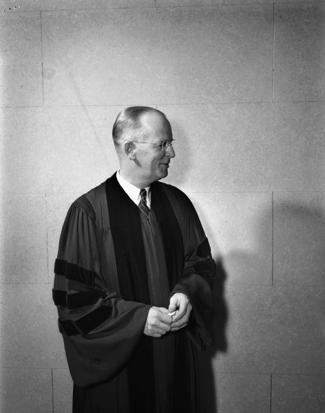 First Congregational Church Pastor, Reverend Alfred W. Swan, in pastoral robe.
