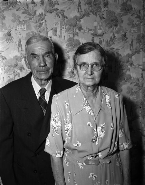 Portrait of Thomas A. and Mary M. O'Dea on their golden wedding anniversary.