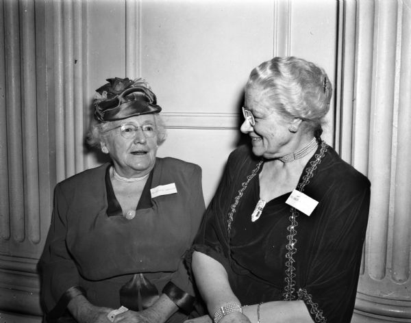 Two of the special guests of honor at the Women's Self Government Association celebration are Mrs. M.S. (Gertrude) Slaughter, and Mrs. Marvin B. (Lois) Rosenberry.