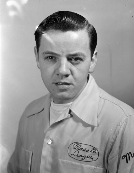 Portrait of Stan Thaden, who was participating in an American Bowling Congress tournament in Detroit. He recently rolled the first 700 game of his career.