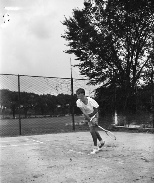Jerry DeWitts, Vallejo, California, semi-finalist in the Singles Division of the Wisconsin Invitational Junior Tennis Tournament.
