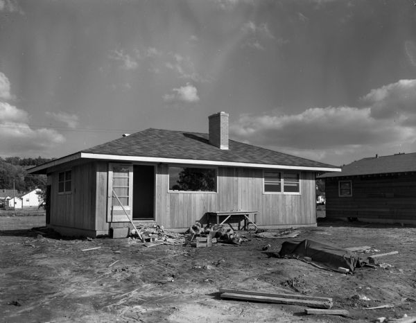 A low-cost house being built on Midvale Boulevard in Sunset Village on Madison's West Side by builder Marshall Erdman. Erdman's project of four houses is for veterans of World War II.