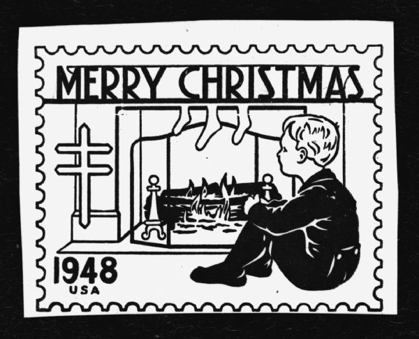 The design for the 1948 Christmas seal.
