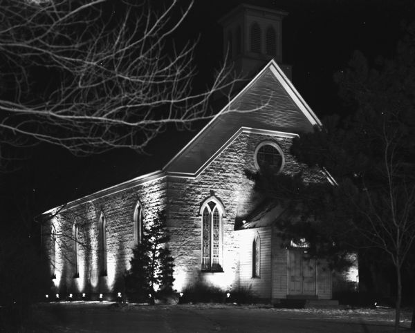 Exterior view of St. Mary's of the Lake Catholic Church.