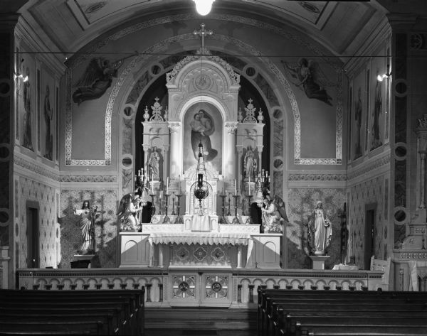 Interior view of St. Mary's of the Lake Catholic Church.