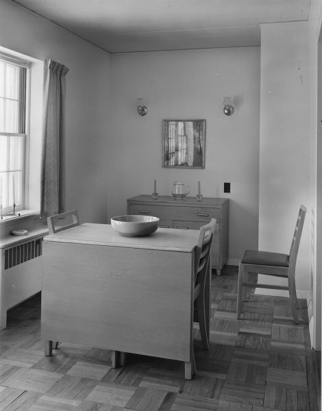 University Houses at Eagle Heights. This is the dining room of Associate Professor and Mrs. Schott Cutlips.