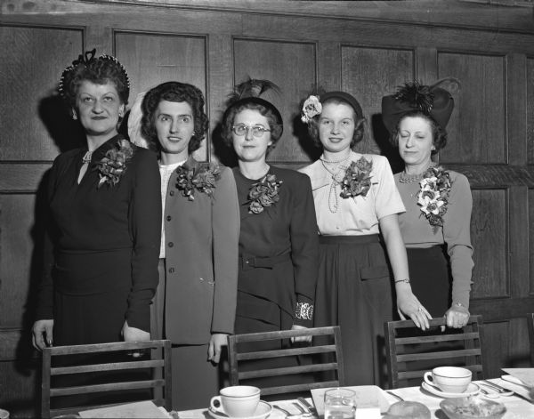 The new officers of the Credit Women's Breakfast Club. From left are: Veronica Lutz of Forbes Meagher Music Company, president; Beth Lease of Olson and Veerhusen, vice-president; Catherine Knechtges of the office of Doctors Coolsey, Sisk and Wear, secretary; Joyce Leake of C.W. Anders Company, treasurer; and Mrs. Emma Kerr from Peoria, Illinois, president of district three of the Credit Women's Breakfast Clubs who did the installation.