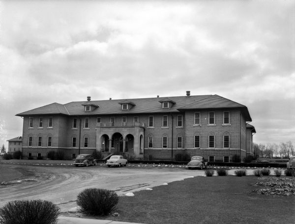 Exterior view of one of the buildings at the Southern Wisconsin Colony and Training School for Mentally Retarded Children.