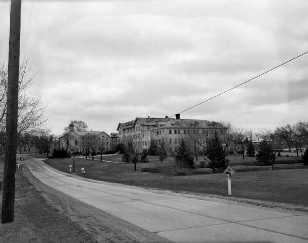 View of the buildings and grounds of St. Coletta School for Exceptional Children as seen from across a road.