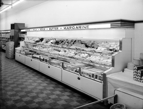 View along the dairy case at one of the Kroger Company's eight Madison grocery stores. The company also has a bakery at 1053 East Washington Avenue.