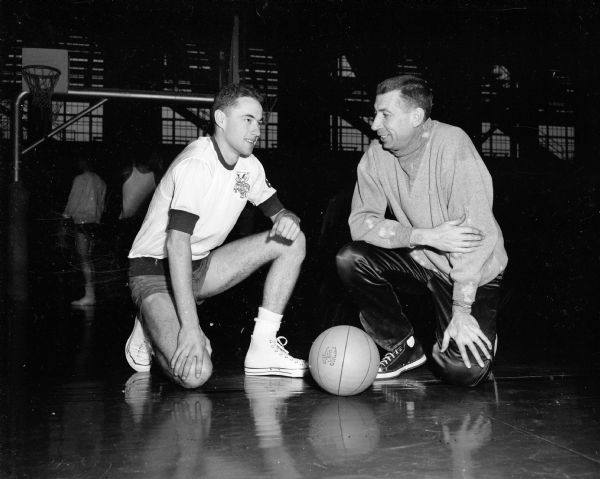 University of Wisconsin coach "Bud" Foster with key player "Ab" Nichols of Rockford, Illinois.