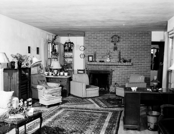 Interior view of the living room in the home of John and Lulu Malin at 3212 Topping Road in Shorewood Hills.