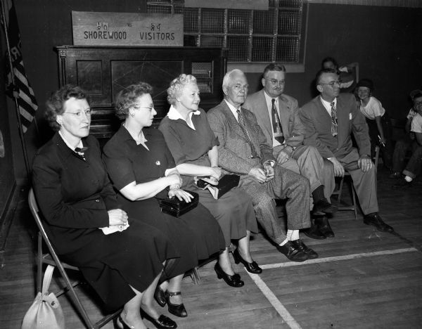 Jury for the Shorewood Hills trial against Sandy, Russell Nelson's collie dog. From left: Rose Bremer, Laura Reis, Ida Ayres, David Roberts, Fred Statz, and Henry Saevke.