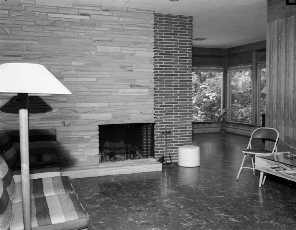Fireplace in the living room of the Donald and Mary Reppen residence, located at 2801 Sylvan Avenue.