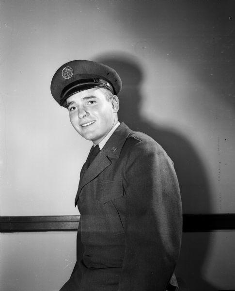 Representing the Armed Forces is Pfc. John Mullinax of St. Joseph, Missouri, who is stationed with the air force at Truax Field. More than nine hundred volunteer workers are involved in a house-to-house canvas to solicit money for the 1951-52 United Givers' Fund. The fund includes twenty-two local, state and national health and welfare agencies.