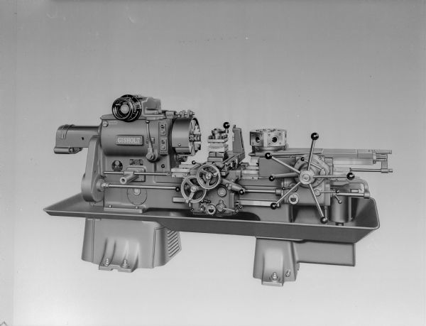 A masked copy of a lathe manufactured by the Gisholt Machine Company.