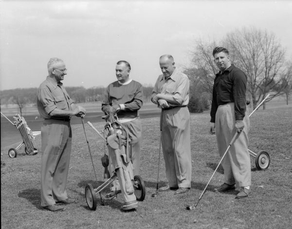 A golf foursome opening the golf season at Nakoma are left to right, Tony Gaffney, Art Kurtz, M.R. Norton and Jim Murphy.