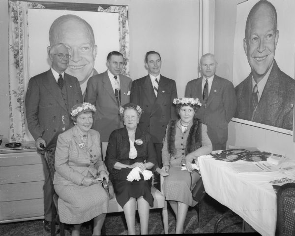 Madison supporters of the Presidential candidacy of Dwight Eisenhower at campaign headquarters.  Eisenhower had not yet formally declared his candidacy.  Although not anxious to enter politics, Eisenhower was persuaded to do so by those who feared the isolationist foreign policy that a Taft presidency would bring.