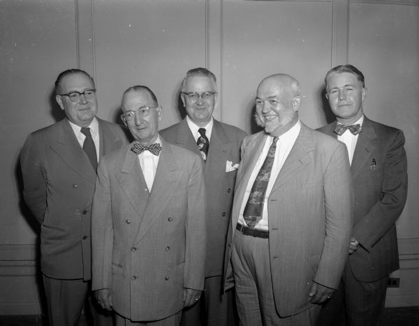 The 1952 officers of the Wisconsin state council, Knights of Columbus, at the organization's golden jubilee convention in Madison.