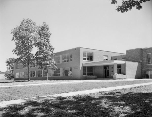 Sherman Elementary School, 1601 North Sherman Avenue, showing the new two-story addition with a gym, nine classrooms and four special purpose rooms.