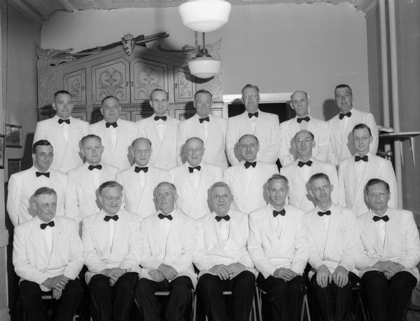 Members of the Madison Grieg Male Chorus are shown in their new uniforms before participating in the sangerfest of the Norwegian Singers Association of America held in Sioux City, Iowa.