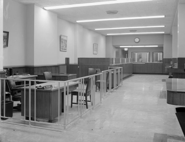 Interior of the newly redecorated Madison Bank and Trust, 23 W. Main Street.