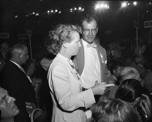 Mrs. Marguerite Rogers of Prairie du Chien, who served 16 years as clerk of Crawford County and in 1950 ran for the Assembly, and Richard McKnight, South Wayne, who was on the state platform committee at the DOC convention in Oshkosh, at the Democratic National Convention in Chicago.