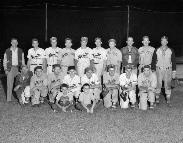 Group image of the Sauk City baseball team.