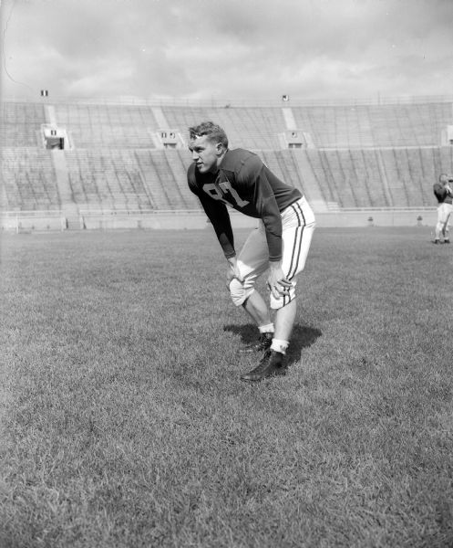 One of thirty two negatives of individual University of Wisconsin football players on the 1952 squad.