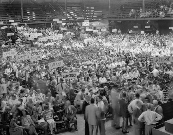 One of three views providing a panoramic view of the Wisconsin Republican Party Convention at the University of Wisconsin-Madison Field House.