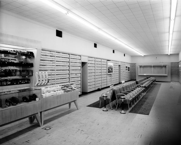 Interior of the Kinney Shoe Store at the new Madison East Shopping Center on East Washington Avenue.