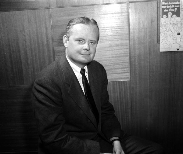 Portrait of Lawrence J. Fitzpatrick, president of the recently organized Shorewood Corners Association. He is also president of J.J. Fitzpatrick Lumber Company at 3230 University Avenue.