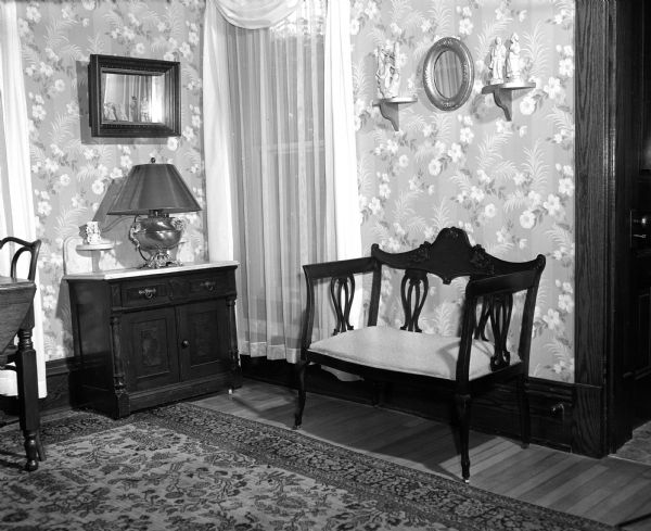 Interior view of the dining room in the apartment of John and Marilyn Knutson.