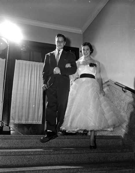 Stephen Weiss and Susan Deanovich are shown at the "Snow Flake Whirl," a dance sponsored by the Order of Rainbow for Girls and the Order of De Molay at the Masonic temple.