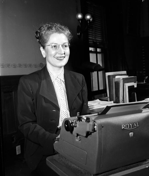 Portrait of Evelyn Tranmel, secretary for Governor Walter J. Kohler.
