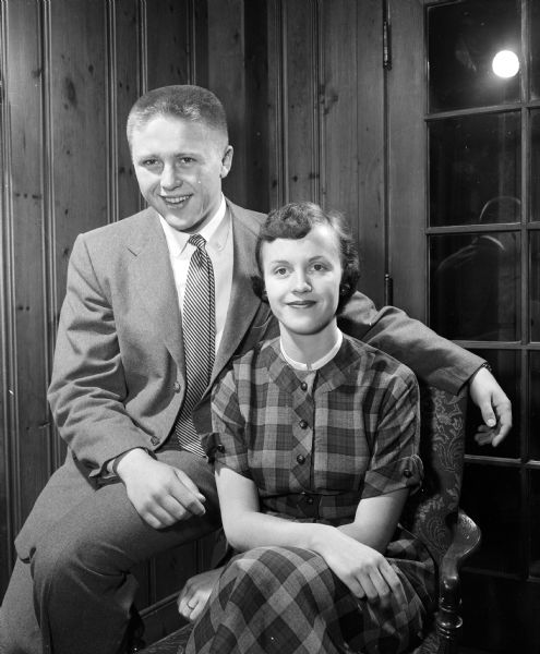 Portrait of James H. Peters & Virginia Bowman, an engaged couple.