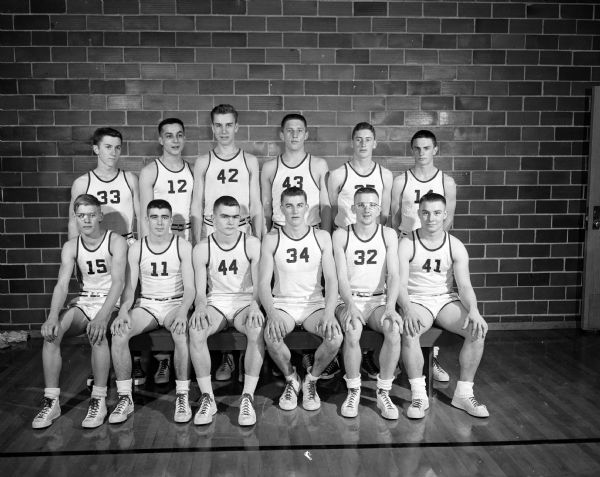 Group portrait of the Middleton High School boys basketball team.