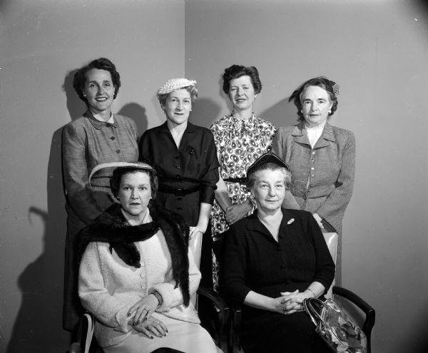 Group portrait of six of the Madison General Hospital Woman's Auxiliary committee members.