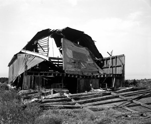 Gerual Simonsen's barn, on the edge of Cambridge, destroyed by a wind storm.