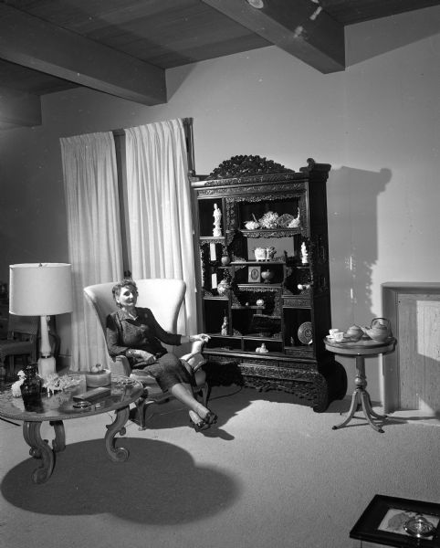 Elizabeth Anderes sitting in the living room at 34 Fuller Drive in Maple Bluff. Elizabeth and Charles Anderes' home is one of the houses opened to the public on the League of Women Voters' benefit tour.