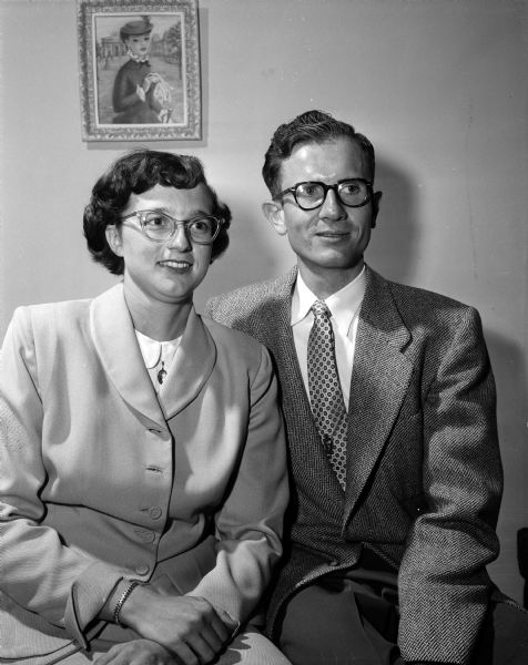 Portrait of married couple Arthur T. Tiedemann, an instructor in electrical engineering, and his wife, Dr. Ruth A. Stoerker, a resident in anesthesiology at University hospitals.