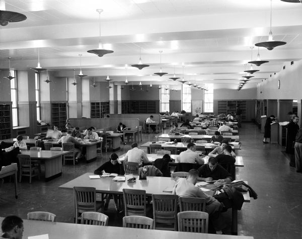 Students studying inside University Library.